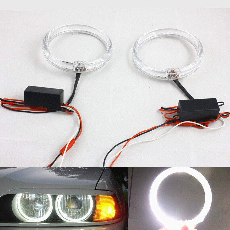 FStuning-Luz led blanca antiniebla para coche, Kit de anillos de halo drl, luz de guía, Ojos de Ángel, anillos, 80mm, 100mm, 2 uds.