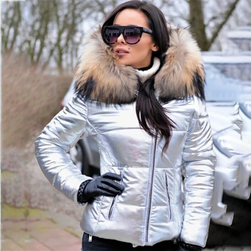2020 chaqueta de mujer con cremallera chaqueta de invierno con capucha gruesa de algodón acolchado de piel casual Slim black coat broadcloth