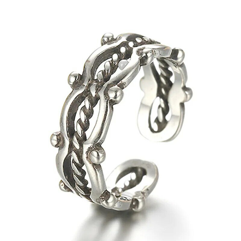 Anéis do vintage criativo corda corrente anéis geométricos para mulheres jóias thai coreano prata chapeado anel jóias anel anel anel anel anel anel bague anillos
