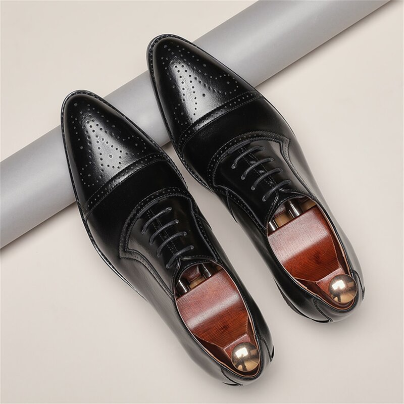 Męskie buty skórzane Bullock, modne dopasowane kolory plus rozmiar formalne buty męskie, codzienne męskie buty biurowe