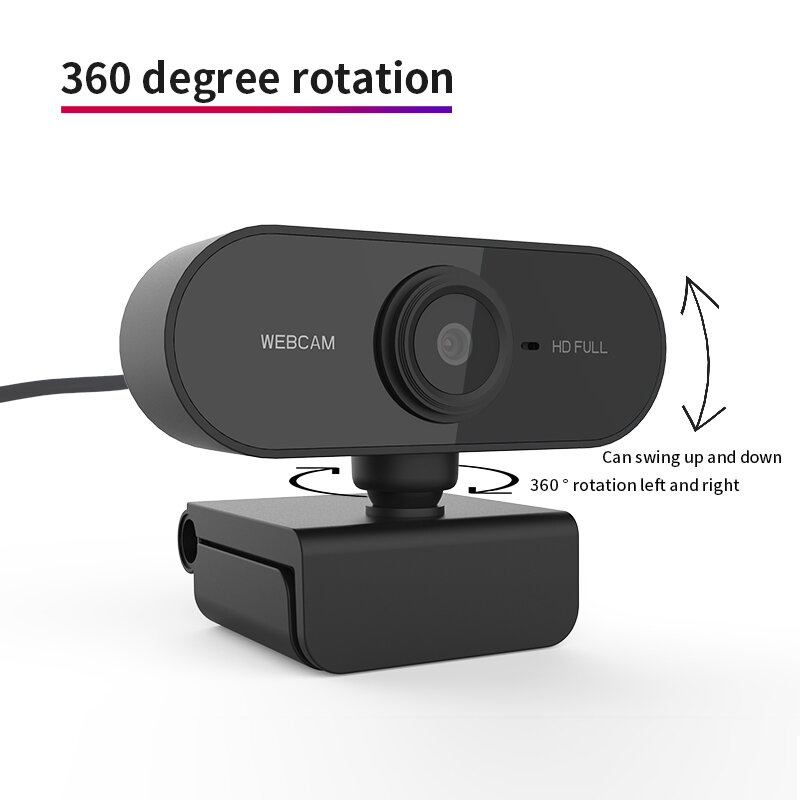 Webcam HD 1080P, caméra rotative avec Microphone, pour diffusion en direct, appels vidéo, conférence de travail