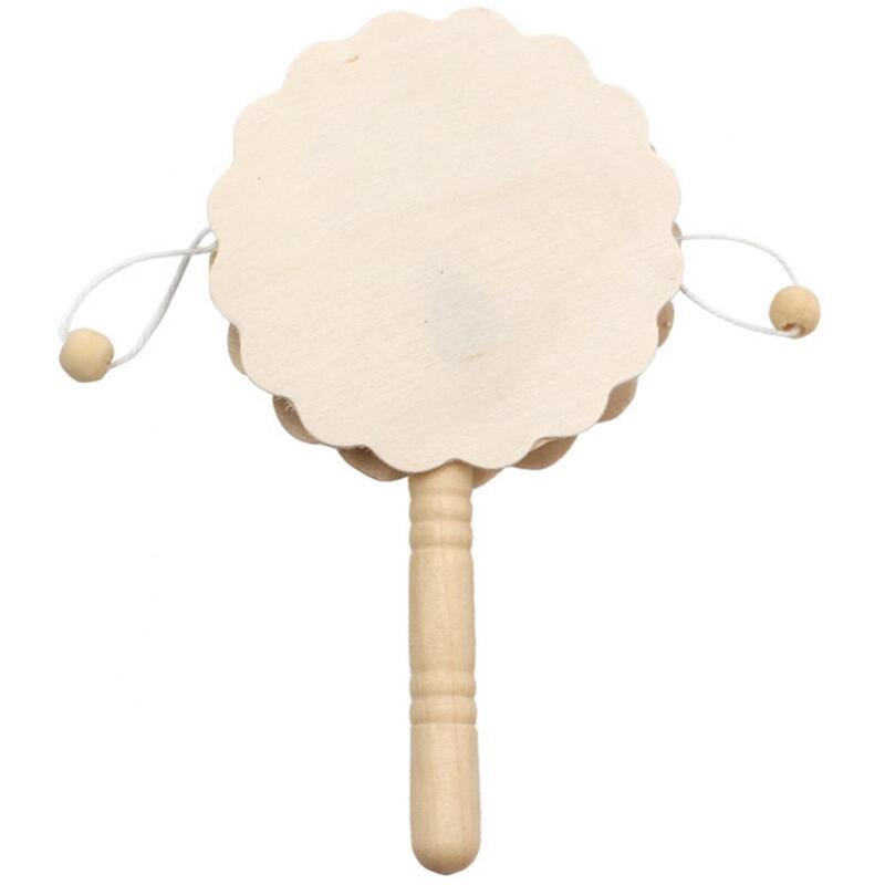 Деревянная Неокрашенная встряхивающаяся погремушка в гранулах барабан DIY картина ремесла Детская музыкальная игрушка