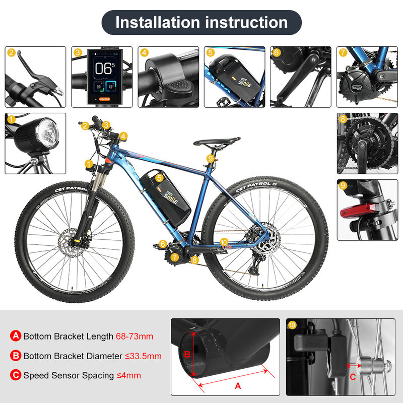 Bafang-kit de conversión de bicicleta eléctrica, Motor de accionamiento medio M325 M625, batería de bicicleta de 19.6Ah, 1000 celdas Samsung, 750W, 500W