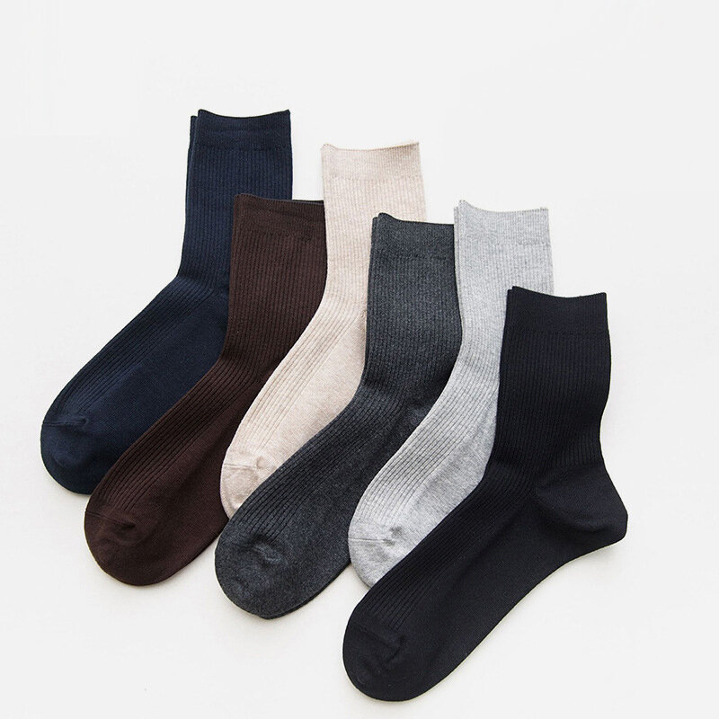 COZOK – chaussettes en coton pur pour hommes, de haute qualité, longues, respirantes, à Compression, Tube moyen, Business décontracté, grande taille 39-44