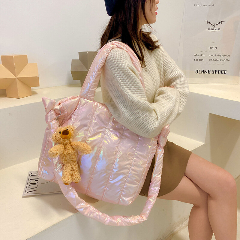 Padded Quilted Bag Fashion Laser Women Shoulder Bag Designer Cotton Pad Handbags Brands Space Crossbody Bags Big Tote Shopper