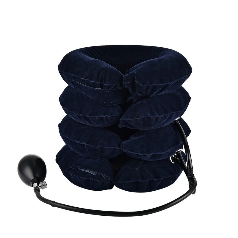 Dispositivo de tração do pescoço cervical inflável de 3/4 camadas do pescoço macio pescoço colar travesseiro alívio da dor alívio do estresse pescoço postura cinta de alongamento
