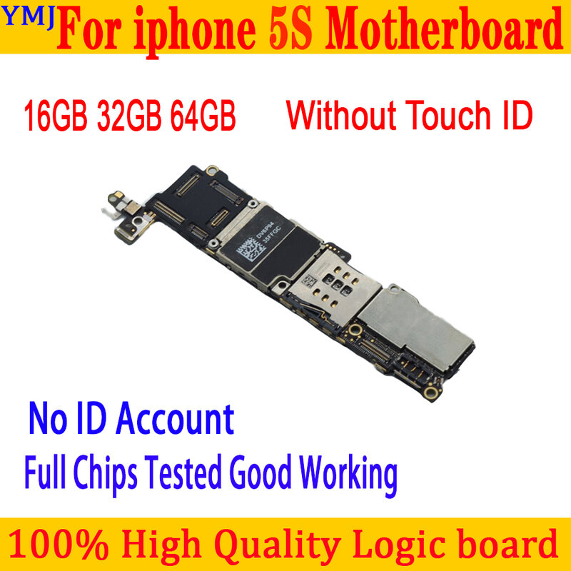Full Function for iphone 5S Motherboard16GB/32GB/64GB, No ID Account for iphone 5S Mainboard with/No Touch ID Tested Good Work