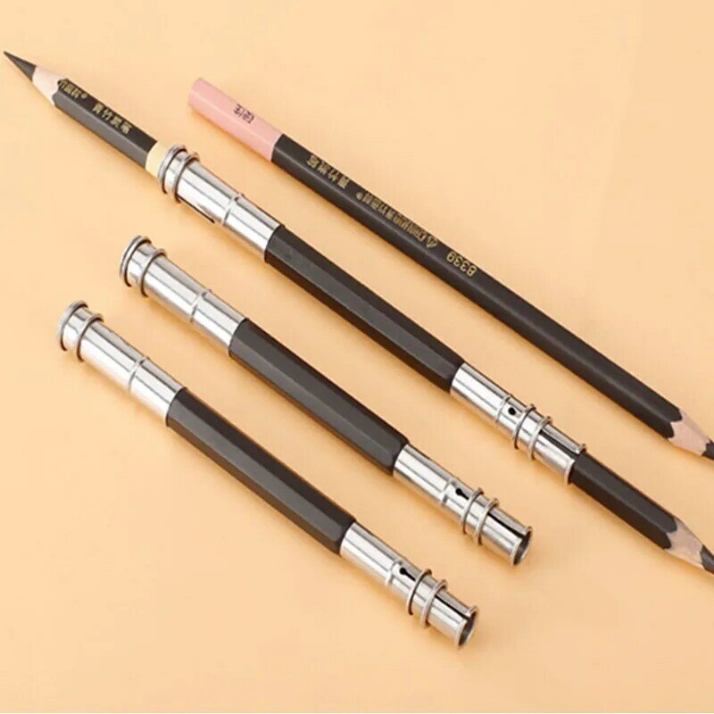 1/3/ 5/10piece pencil extensions metal double headed sketch pencil extension 13cm pen holder stainless steel pencil box