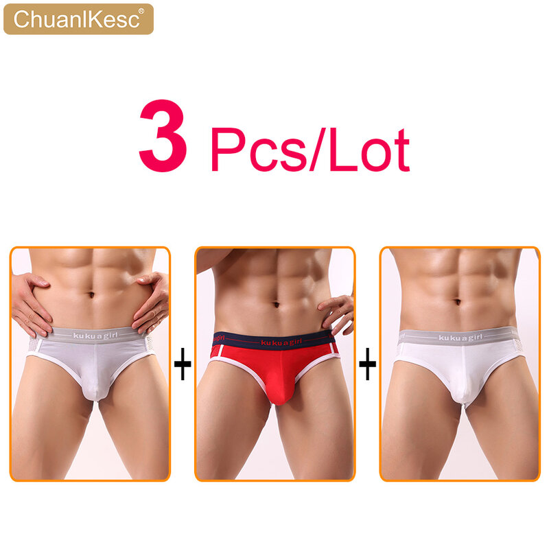 Quần Lót Nam Sexy Lưới Thoáng Khí Nhô Ra U-Túi Quần Lót Thấp Eo Trẻ Cặp Nam Nữ Bán Chạy Gợi Cảm đồ Lót 3 Cái/lốc