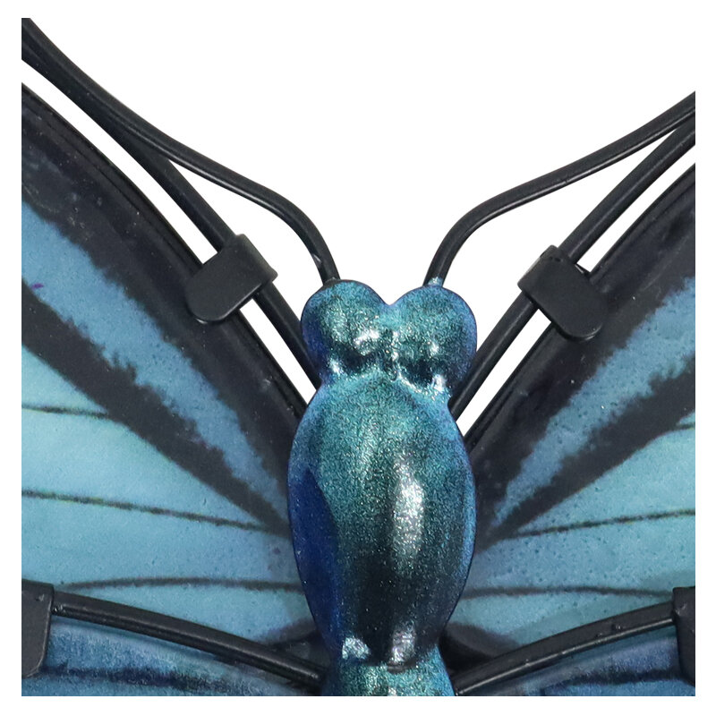 블루 메탈 나비 벽 예술 가정 및 정원 장식 미니어처 동물 야외 동상 및 조각 마당 3 세트