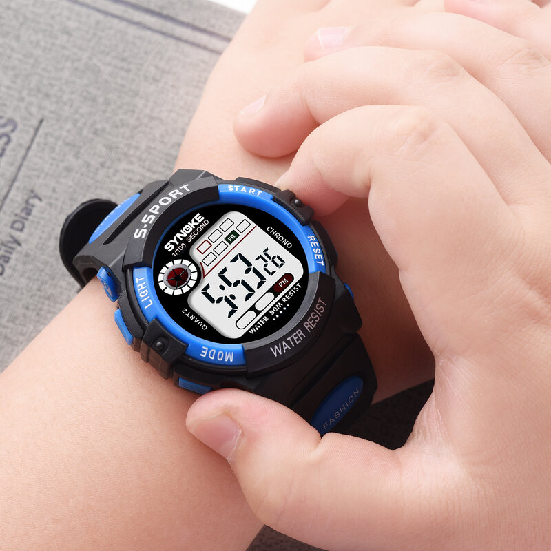 SYNOKE – montres de sport pour enfants, horloge électronique étanche à affichage LED, joli cadeau pour garçons et filles