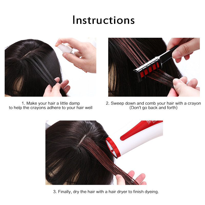 Professional Wide Tooth Hair Comb Brush for Hair Color Chalk for the Hair Color Temporary Blue Hair Dye With Comb 9 colors