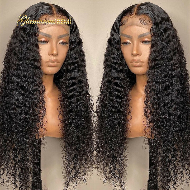 Perruque Lace Front Wig brésilienne naturelle, cheveux bouclés, couleur naturelle, 4x4, 13x4, densité 250, pour femmes