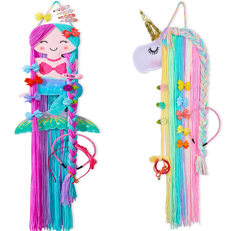 Colgador colorido de unicornio para decoración, tira organizadora de sombreros de pared, pinzas para el pelo, horquilla para niña, 1 unidad/2 uds.