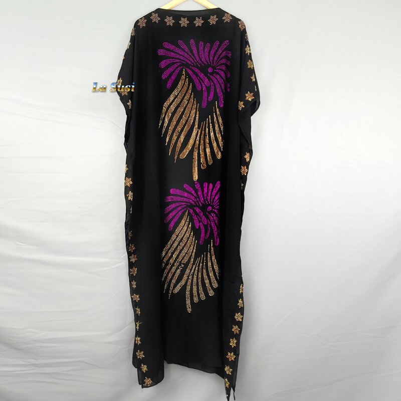 Gaun Afrika Desain Jumbai Warna-warni untuk Wanita Abaya Dubai Muslin Jubah Panjang Pakaian Katun Afrika Islami Ukuran Plus LD429