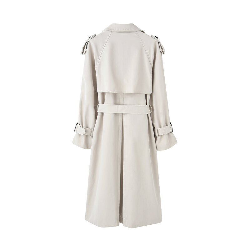 Gabardina de doble botonadura para mujer, abrigo largo ajustado con cinturón, abrigo para mujer, ropa de primavera y otoño, nueva moda