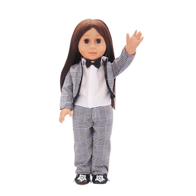 18 Inch 2PCS Denim Doll Clothes Cute High-quality Denim Hoodie Suit Fit Baby New Bron American And 43cm Rebron Doll Toy Shoes