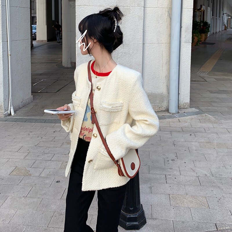 Женский костюм с юбкой, Осенний корейский облегающий привлекательный однобортный пиджак с круглым вырезом и длинным рукавом, модный шикарн...