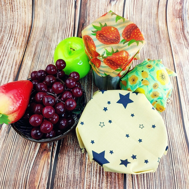 Bijenwas Wrap Herbruikbare Voedsel Wraps Gemengde Maten En Ontwerpen Wrap Voor Kaas, Fruit, Groente En Brood