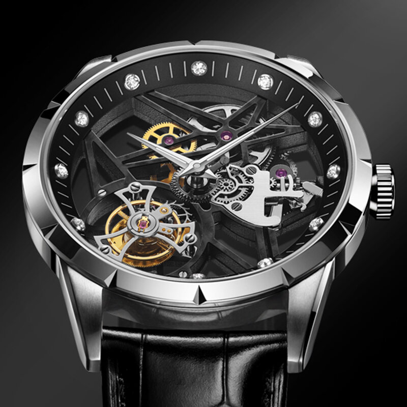 2021 novo relógio mecânico atmosférico masculino de sorte relógio oco rotativo design único luxo de negócios masculino caixa livre