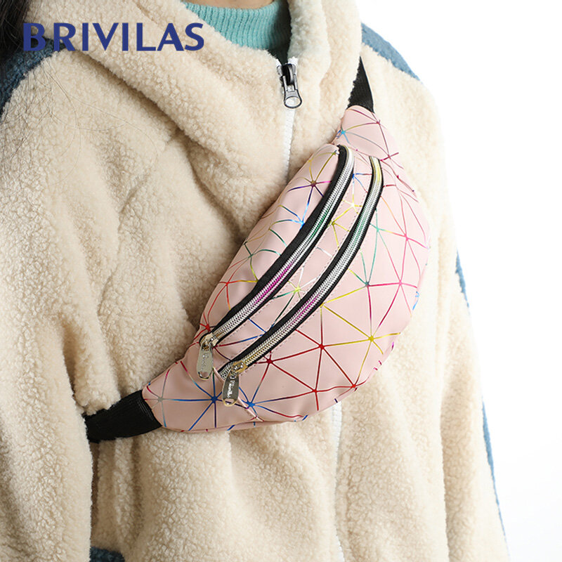 Brivilas – sac banane holographique pour femmes, sac à épaule de luxe, étanche, Sport, ceinture, multifonction, Laser, poitrine, pour filles