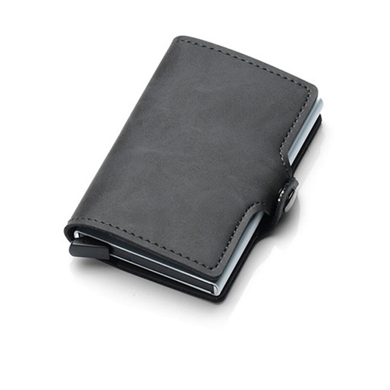 Rfid  Leather Wallets  Aluminum Card Holder Slim Thin Smart Magic Wallet Men Small Short Coin Purse For 8 Credit  Cards