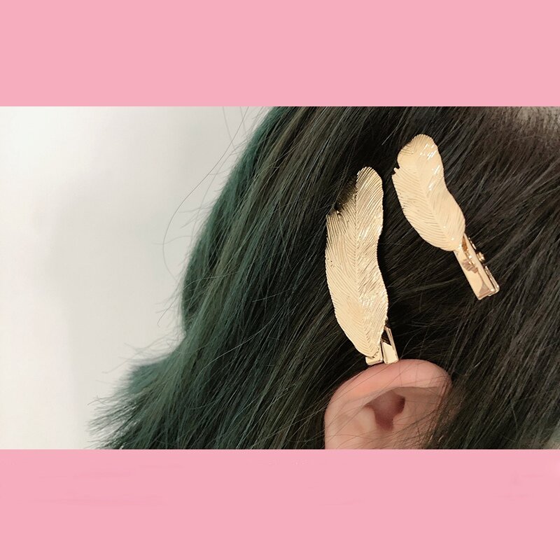 金属の羽のヘアクリップガールスナップヘアバレッタスティックヘアピン女性 2020 新ファッション女性