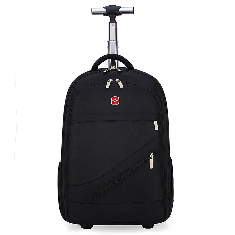 حقيبة ظهر مزودة بعربة تروللي الأعمال السفر حقيبة حاسوب سعة كبيرة حقيبة العربة عجلة عالمية حقائب مدرسية أسود 2020