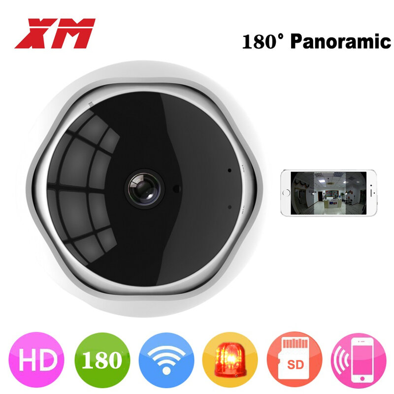 Fish Eye-180 도 WiFi 카메라, 1080P HD IP 카메라 홈 파노라마 무선 스마트 보안 카메라 CCTV P2P H.264 + 웹 캠