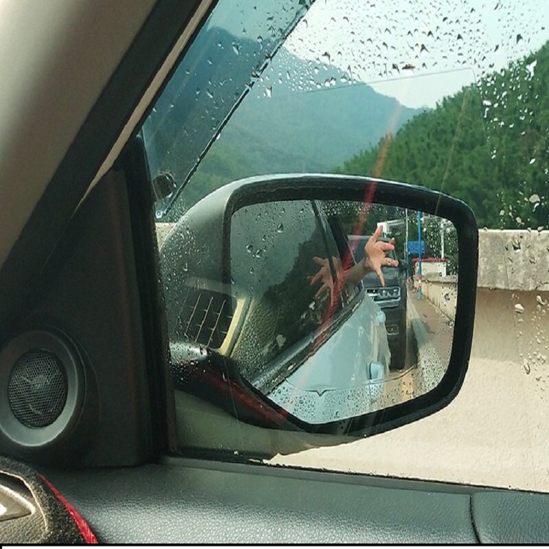 2Pcs รถฝนฟิล์มกระจกมองหลังป้องกันฟิล์ม Anti-Glare กันน้ำกันฝนรถฟิล์มกระจกหน้าต่างด้านข้างกันฝนฟิล์ม