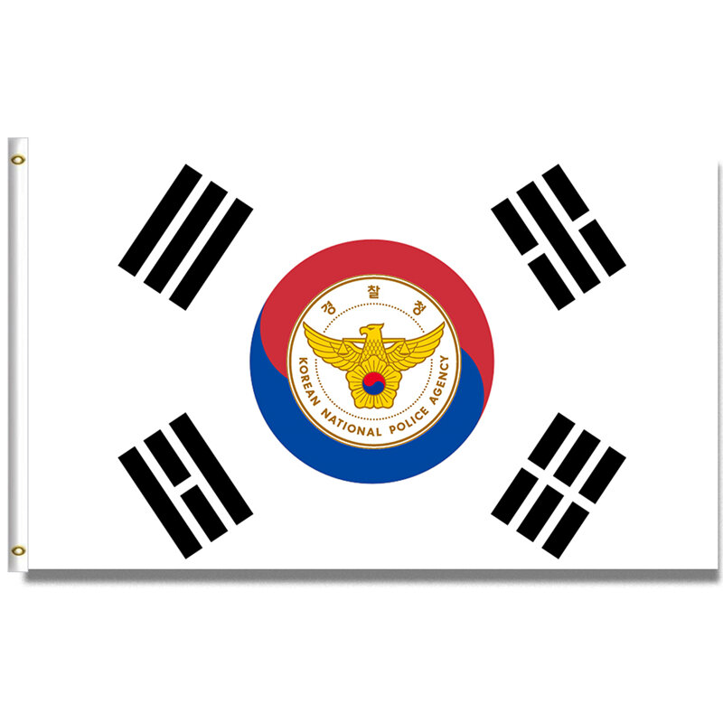 Bandeira coreana com coreia do sul escudo da polícia 60x9 0cm/90x15 0cm/120x24 0cm/150x240cm banner 100d poliéster latão grommets