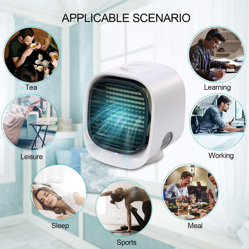 Air Conditioner Air Cooler Portable 4 in 1 Mini USB Fan Purifier Humidifier Desktop Cooling Fan 3 Speeds For Home Room Office
