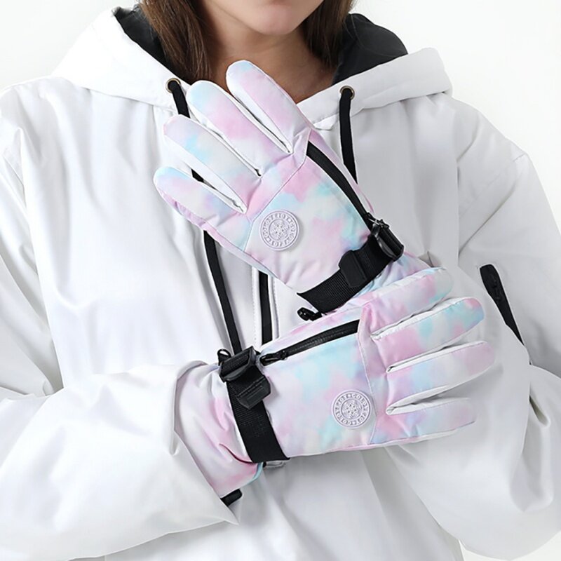 1 paio di guanti da sci antiscivolo Touch Screen in velluto termico per uomo e donna