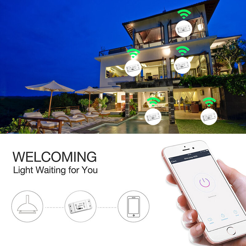 DIY WiFi Smart Light Switch Universal Breaker Timer Smart Life APP Wireless Remote Control Works with Alexa Google Home