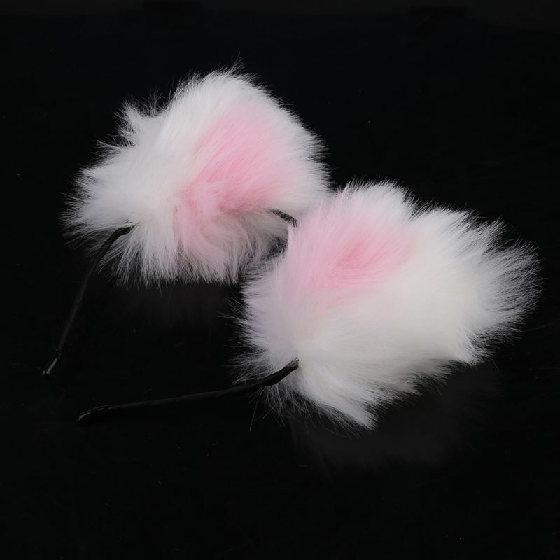 Pink Fluffy Faux Tail & Cat Ears Headband Charms Role Play Costume Party Masquerade Cosplay Prop Adult Sex Toy
