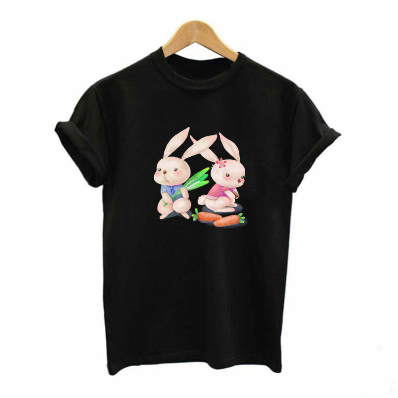 Tambalan Lucu Pasangan Kelinci untuk Pakaian Anak-anak Stiker Termo Hewan Kartun Tempel Besi Pada Transfer Pada Kaus Anak Applique