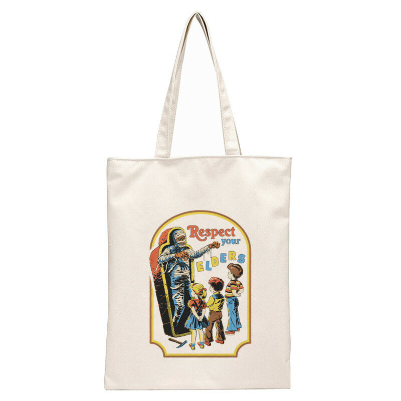Demon Scary Cartoon Grim Evil Series Shopper borse Shopping Bag Tote Bag borsa a tracolla borse di tela borsa College di grande capacità
