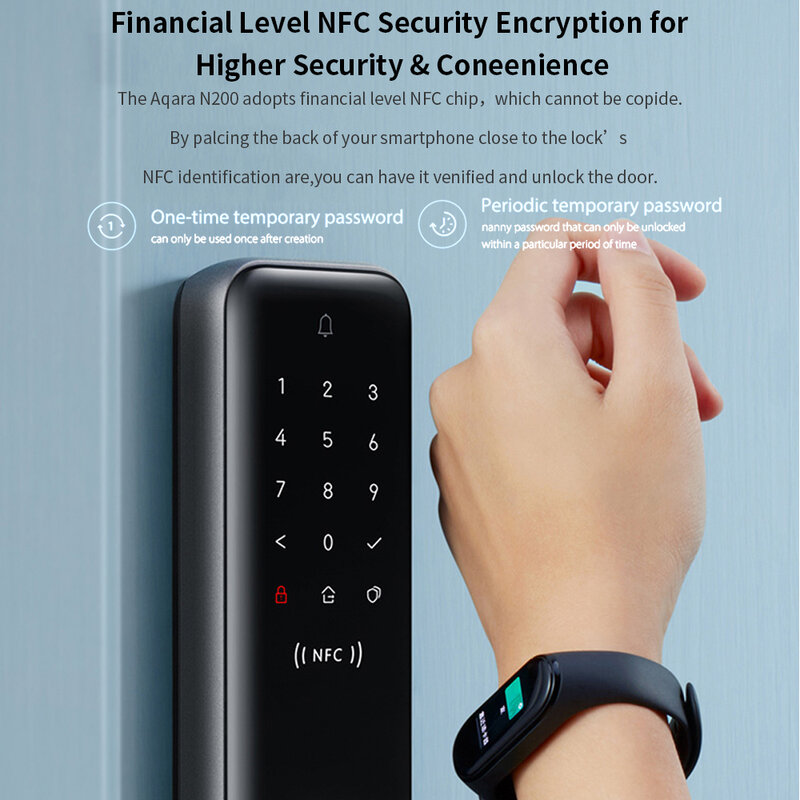 Aqara N100 Smart Door Lock Fingerprint Password Unlock Bluetooth-compatible Works For Apple HomeKit Smart Linkage With Doorbell