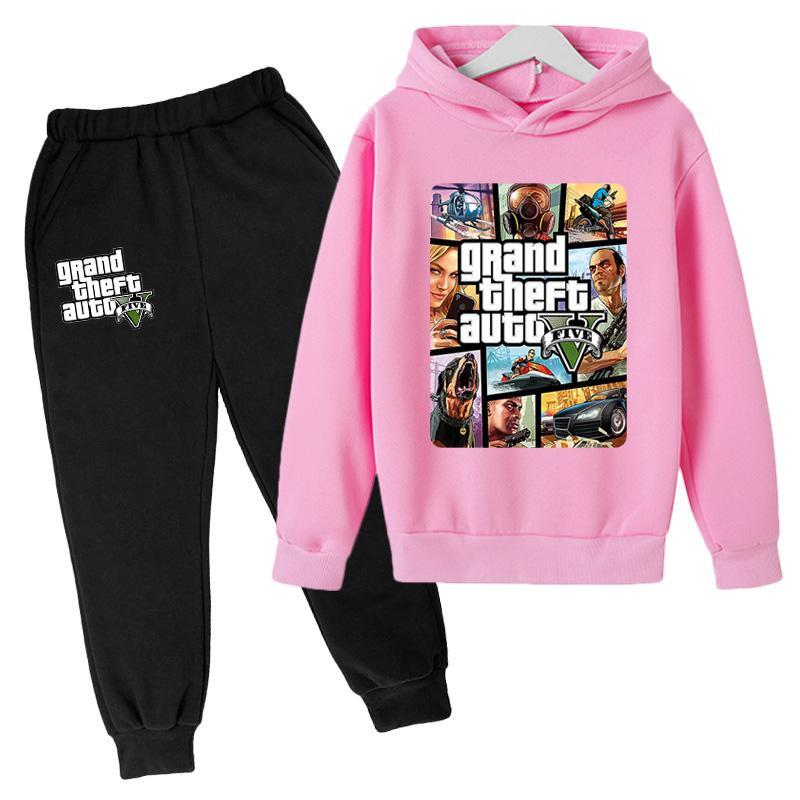 Grand theft motorista de automóvel de algodão gta 5 hoodie manga longa estilo rua casaco alta qualidade unisex menino/menina outerwear moletom + pant