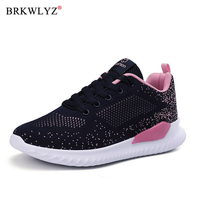 BRKWLYZ-zapatillas de deporte para mujer, zapatos planos de malla transpirable, informales, con cordones, para caminar