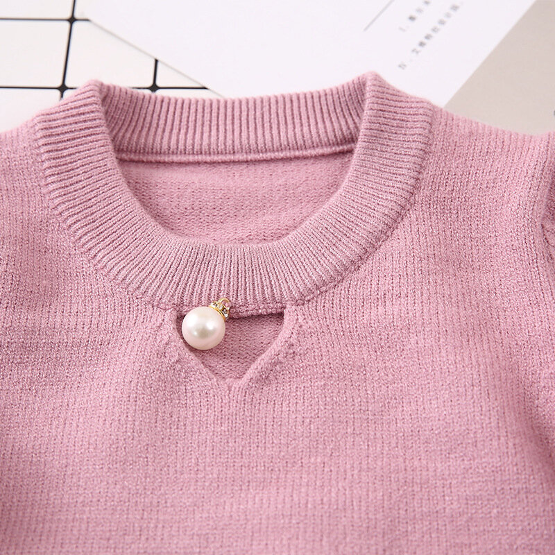 새로운 2019 가을 베이비 스웨터 겨울 어린이 니트 유아 스웨터 어린이 프릴 슬리브 스웨터 소녀 기본 스웨터, 12 m-5y, #2376