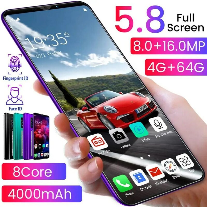 Rino3 Pro-Pantalla de 5,8 pulgadas para teléfono Android, gota de agua púrpura, teléfono móvil de Color sólido, forma Guay, envío directo