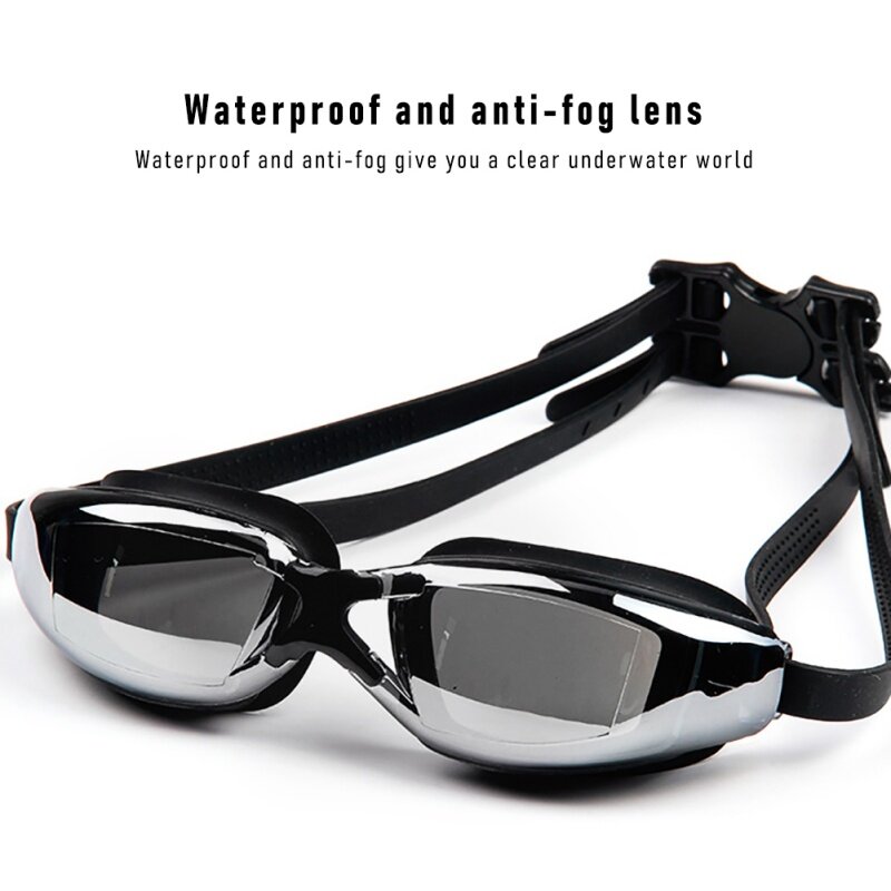 Óculos de natação para miopia, gorro de silicone para adulto, óculos anti-neblina, para homens e mulheres, óculos à prova d'água