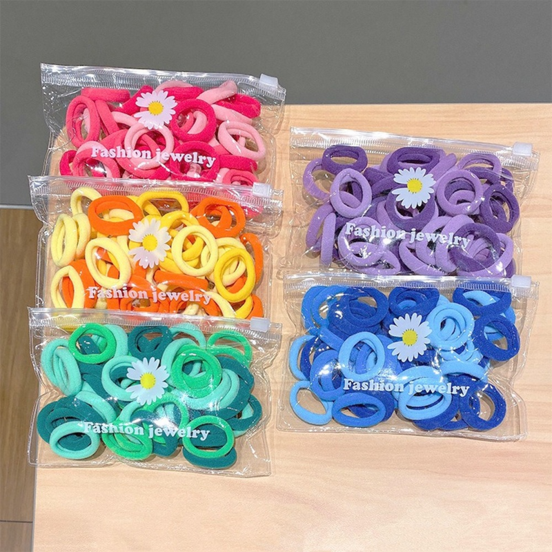 50 / pcs Baby Girls Colorful Small Hair Bands kids hair rope Children Ponytail Holder Kids Headband Rubber Band Hair Accessories