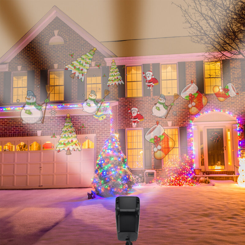Tahan Air Bergerak Laser Lampu 12 Pola LED Lampu Panggung untuk Natal Tahun Baru Partai Cahaya Pemandangan Lampu Taman