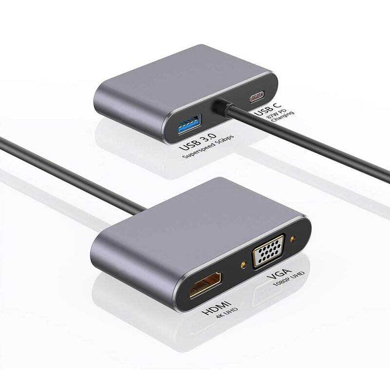 USB tipo C Hub tipo-c a HDMI 4K VGA adattatore RJ45 Lan Ethernet SD TF USB-C 3.0 3.5mm Jack Audio per MacBook Pro/Air OTG 2021