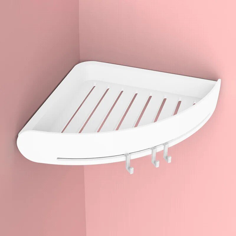 Suporte de parede estilo nórdico para banheiro, prateleira de canto para banheiro e chuveiro, cesta com ganchos