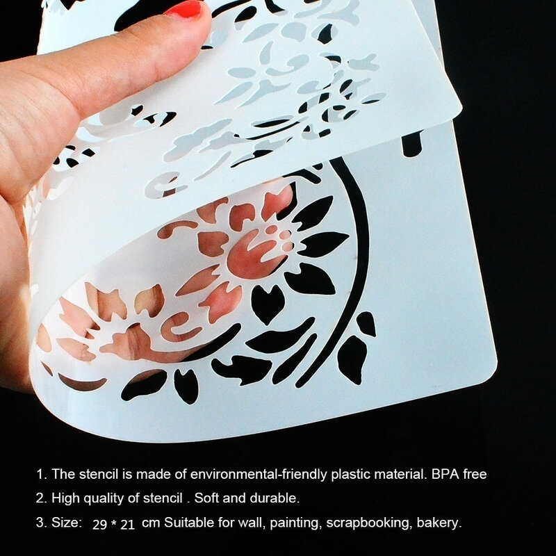 노래 노래 로즈 A4 DIY 스텐실 벽화 스크랩북 색칠 엠보싱 앨범 장식 종이 카드 템플릿, 29x21cm