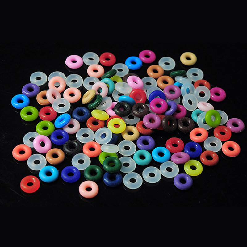Abalorios de Clip de goma de 2mm con agujero Multicolor, cuentas espaciadoras de tapón de seguridad, accesorios para fabricación de joyas, pulsera DIY, 100 Uds.