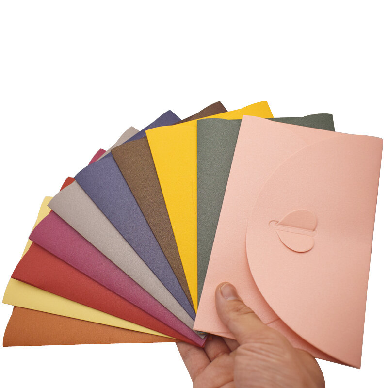 10 sztuk 17.5*11cm kolorowe koperta samoblokujący klamra śliczne ręcznie robiony papier koperty zaproszenia ślubne stacjonarne prezent